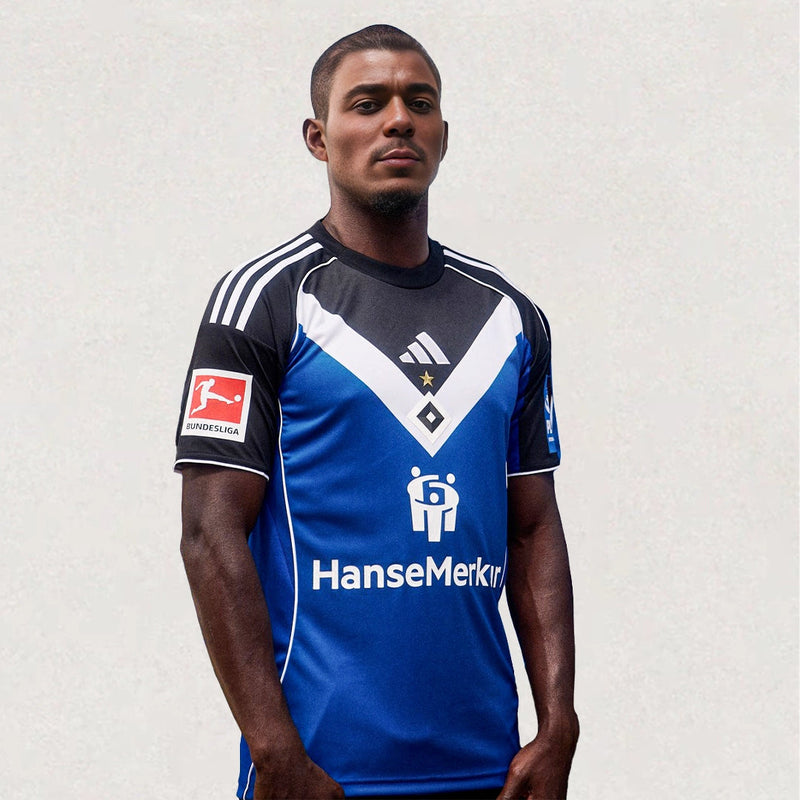 Maillot adidas Hamburger SV extérieur 2025/26, version supporter adulte, environ 68–82 × 48–66 cm