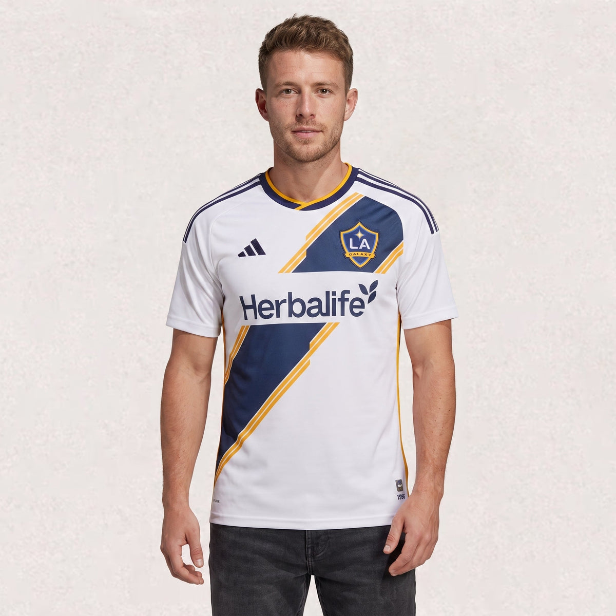 Maillot LA Galaxy domicile 2026/27, versions joueur et supporter, environ 65–82 × 46–64 cm