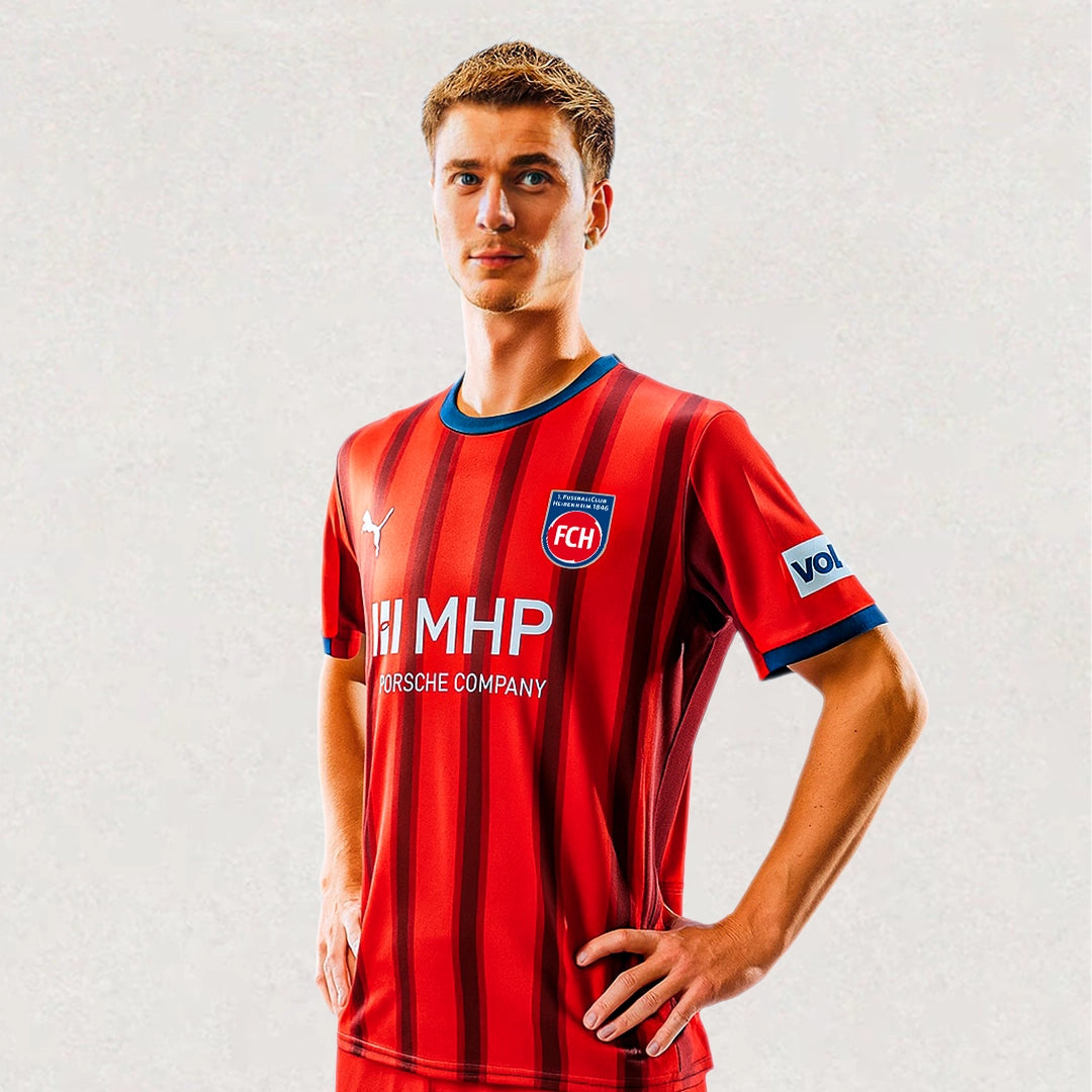 Maillot domicile PUMA du 1. FC Heidenheim 2025/26 pour adulte, env. 65–85 × 45–65 cm.
