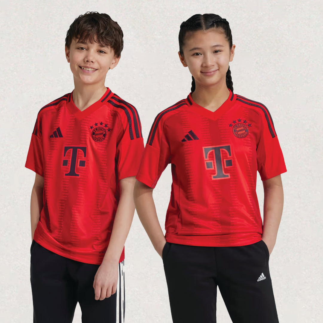 Maillot domicile rouge adidas du FC Bayern München 2024/25 pour enfant, tailles 16 à 28